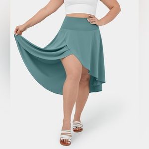NWT Halara Breezeful High Low Flowy Skirt Mineral Blue L